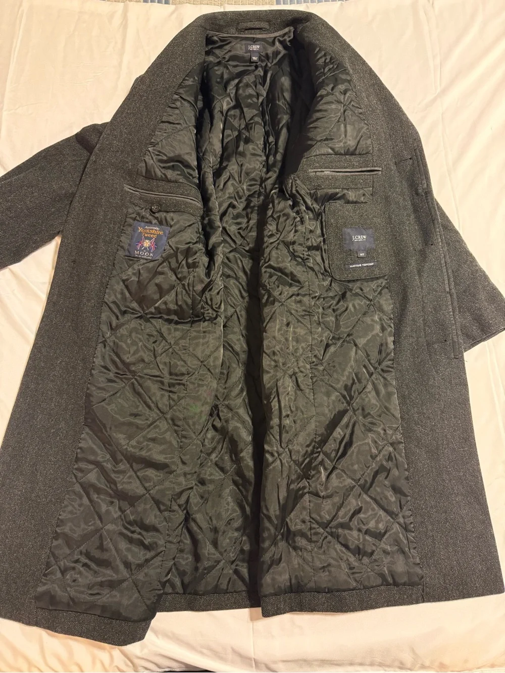 J. Crew Men's Charcoal Gray Mayfair Top Coat Wool-Blend